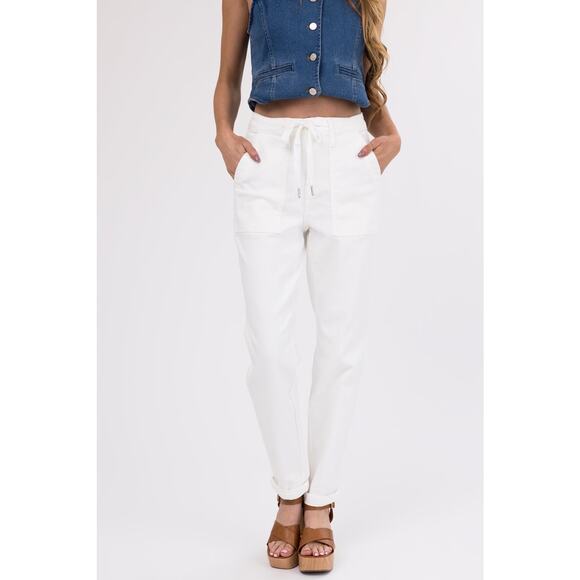 NWT Judy Blue Ivory Drawstring High Waist Jeans Sz 13/31 - Picture 3 of 13